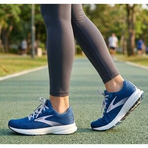 Brooks Launch 7 Womens SZ 9.5 Blue White Athletic Running Walking Shoes Sneakers